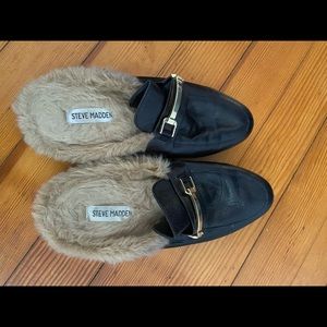 Steve Madden Fur Trimmed Mules Size 8
